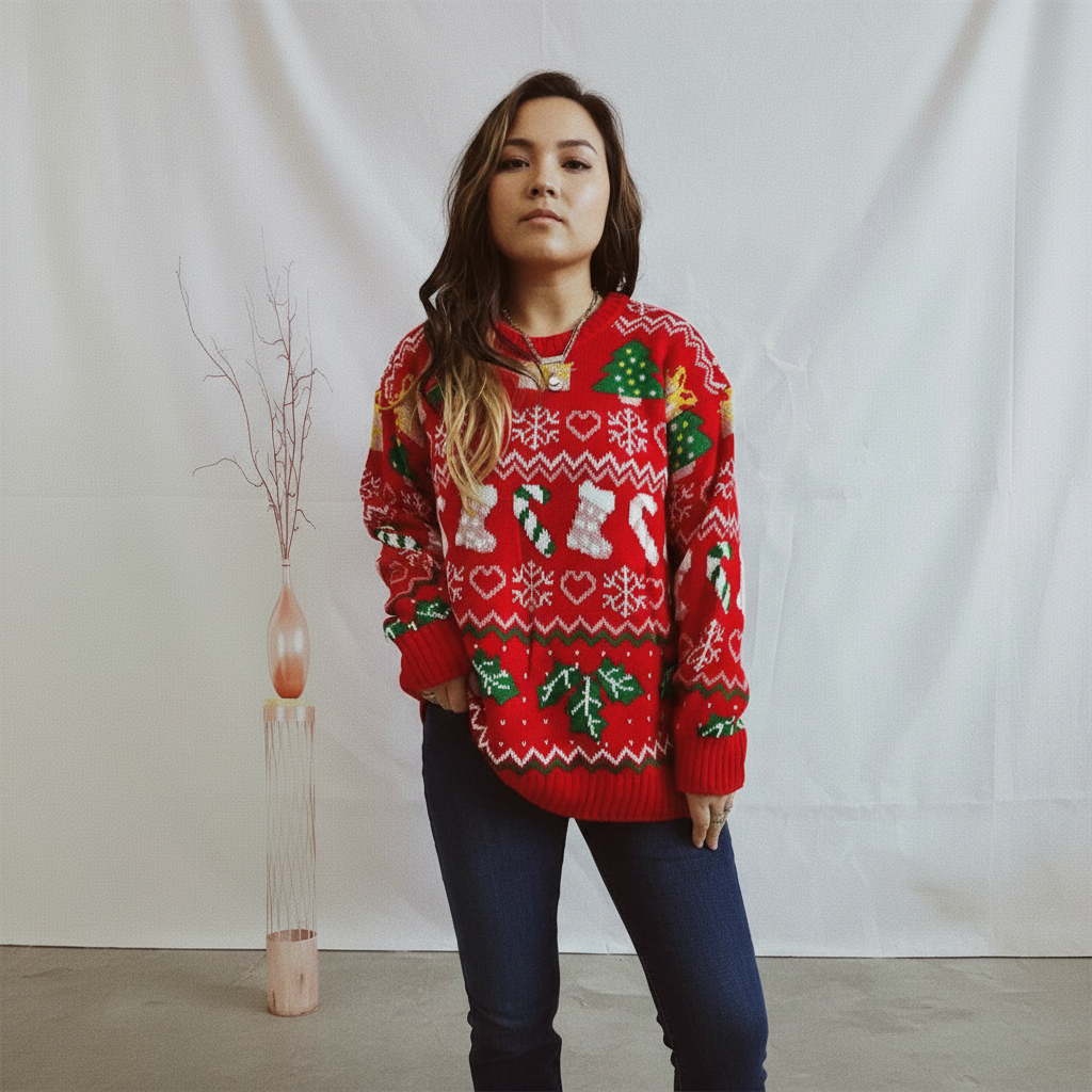 Dames Kersttrui Zacht Acryl Warme Kersttrui voor Vrouw - StudioMarella