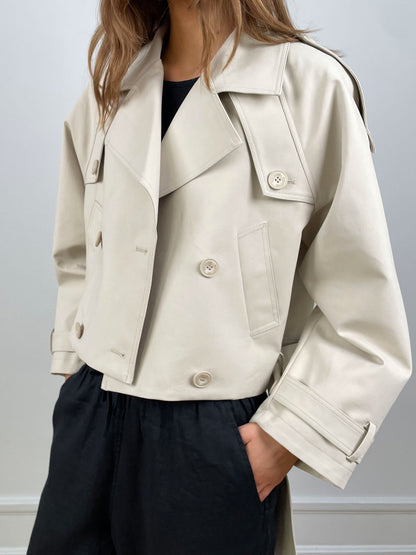 Dames Korte Trenchcoat Lichtgewicht Groen Jas