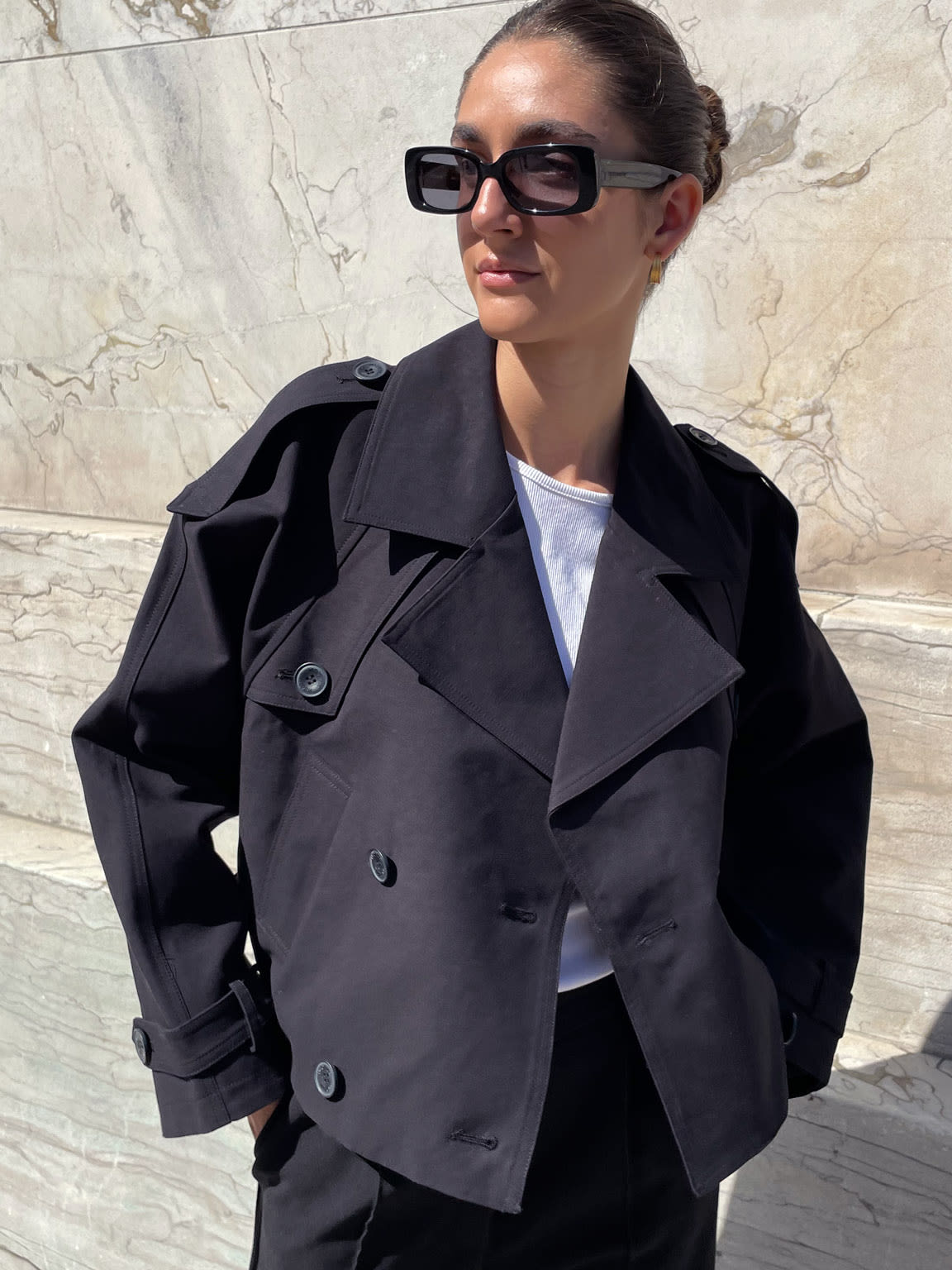 Dames Korte Trenchcoat Lichtgewicht Groen Jas