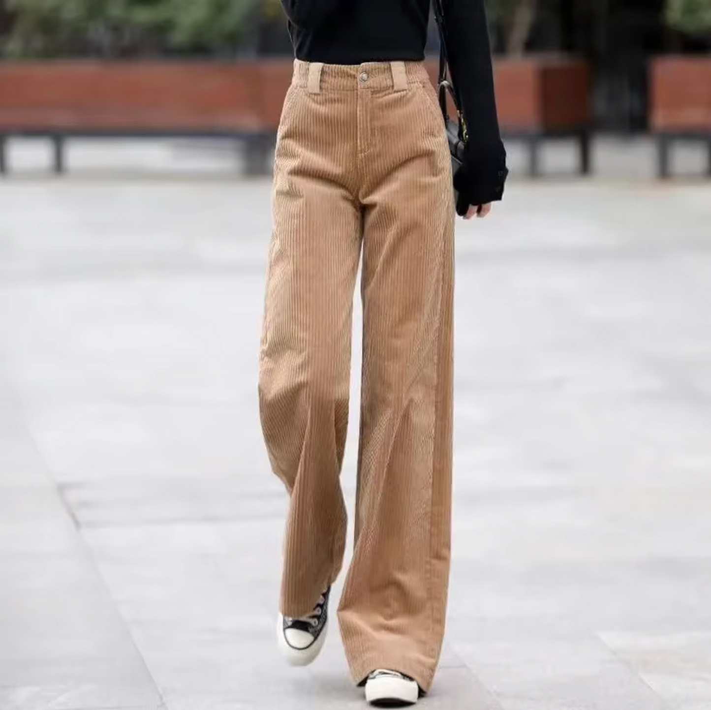 Vrouwelijke Velours Broek Met Hoge Taille Comfortabele Zit - StudioMarella