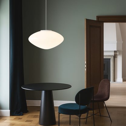 Deense hanglamp glas LED wit eettafel woonkamer Scandinavisch design minimalistisch modern