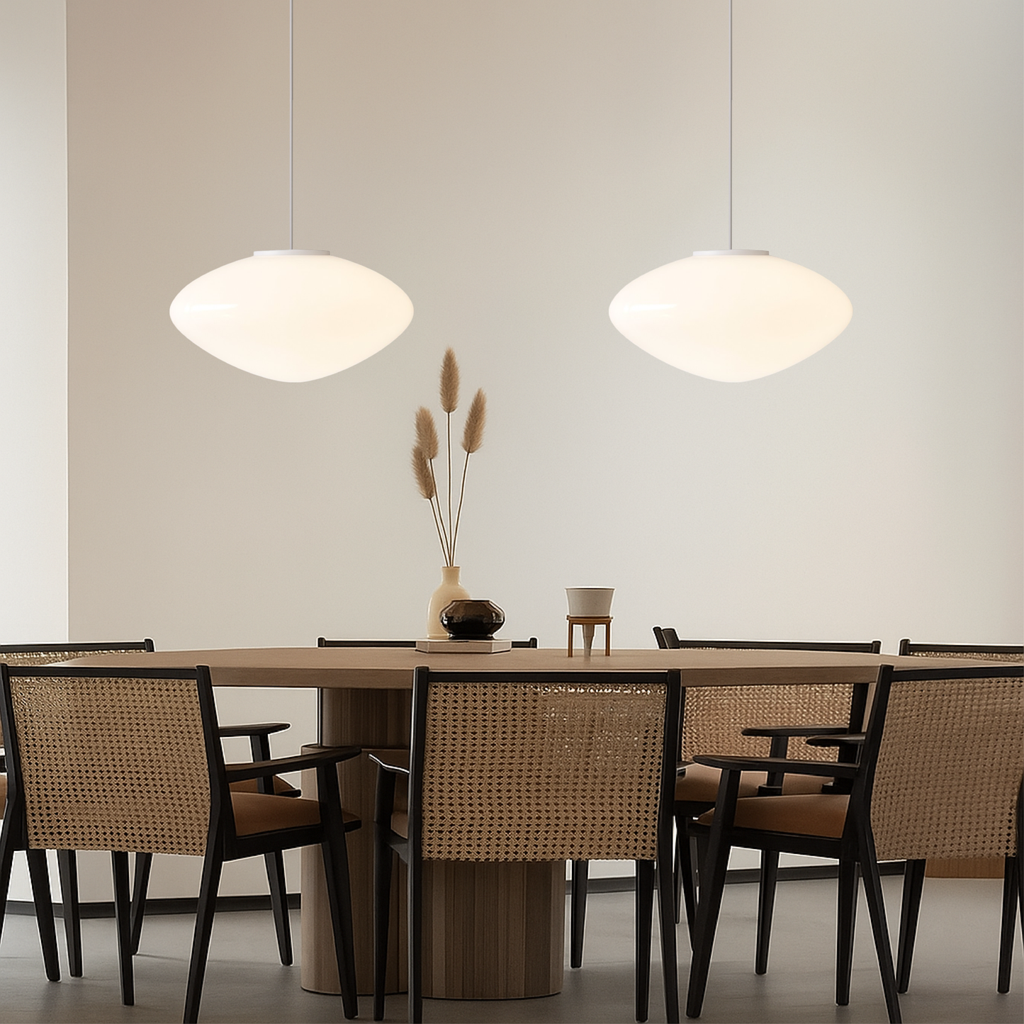 Deense hanglamp glas LED wit eettafel woonkamer Scandinavisch design minimalistisch modern
