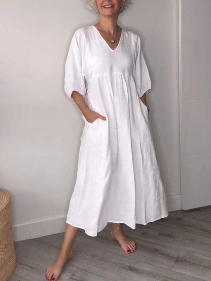 V-hals Midi-Jurk Elegante Zomerjurk voor Vrouw - StudioMarella
