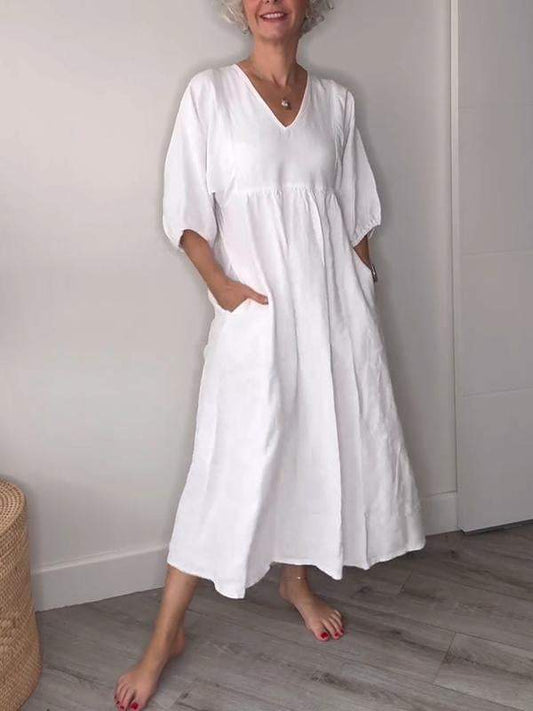 V-hals Midi-Jurk Elegante Zomerjurk voor Vrouw - StudioMarella