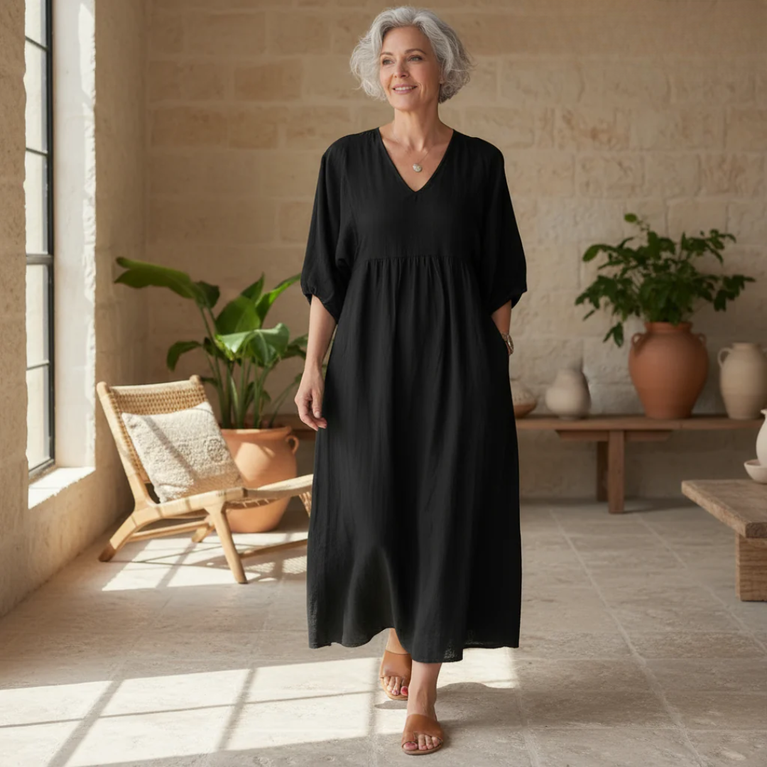 Klara | V-hals & Elegant Ontwerp Midi Jurk 1