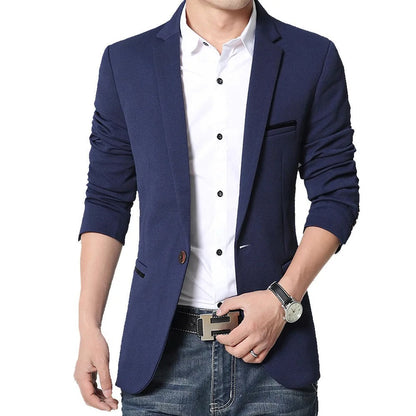 Heren Blazer Donker Blauw Klassieke Stijl - StudioMarella