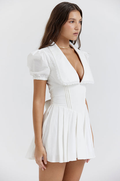Klassieke Minirok Jurk met V-hals Geplisseerd Elegance
