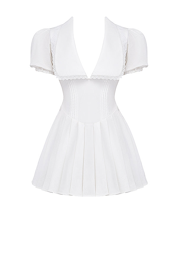 Klassieke Minirok Jurk met V-hals Geplisseerd Elegance