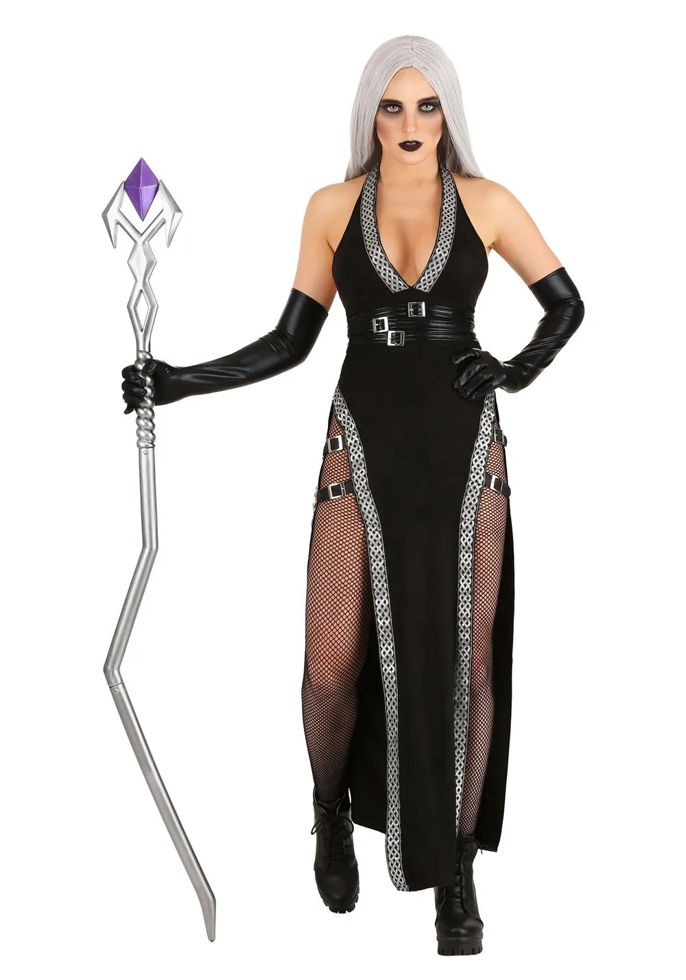 Gothic Stofjas Zwarte Lange Mantel