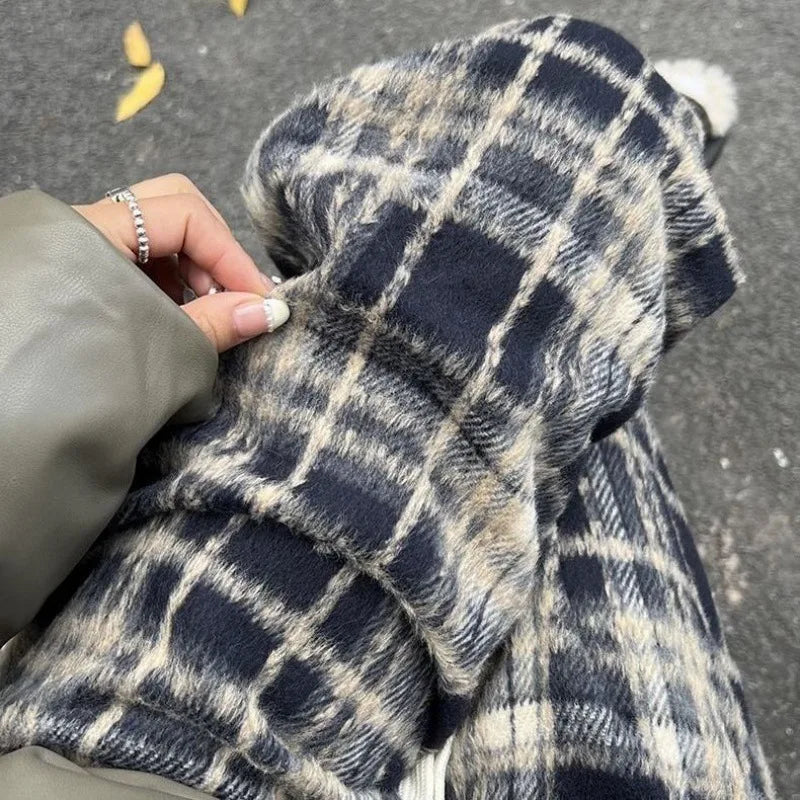 Geruite Broek Hoge Taille voor Vrouw Trendy Modieus