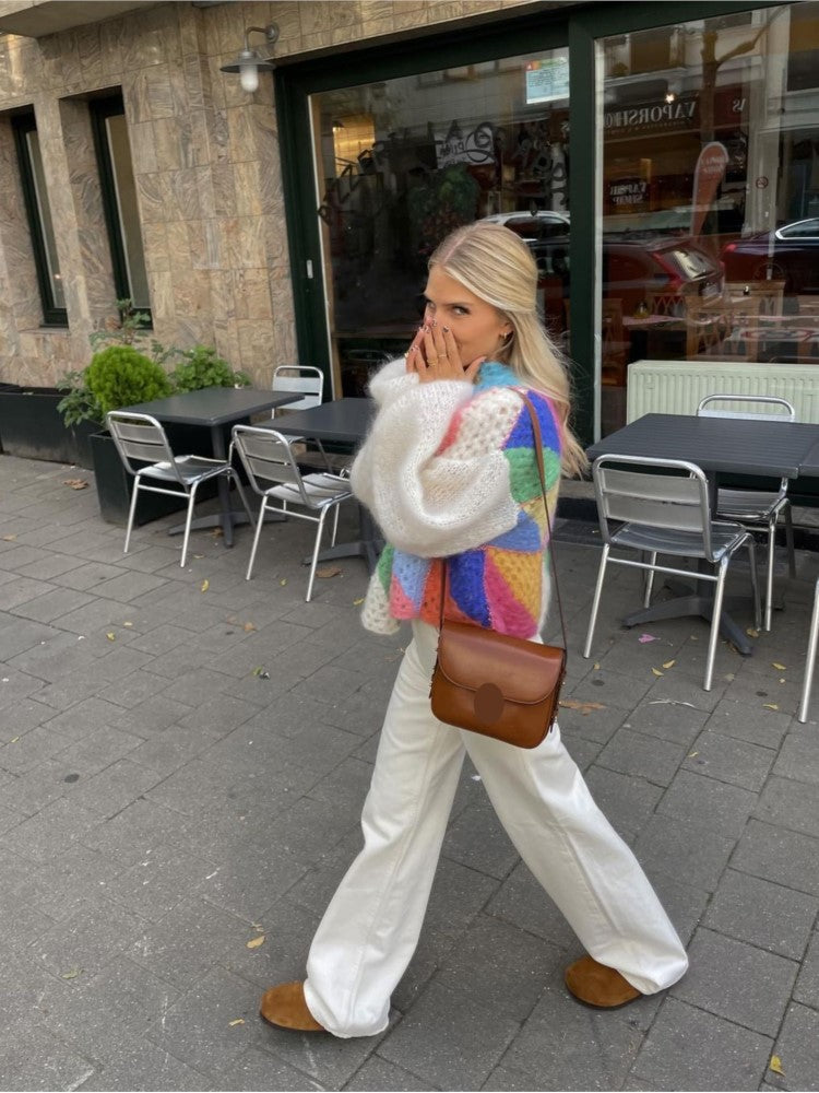 Dames Cardigan Gebreid Warm en Zachte Patchwork Trui - StudioMarella