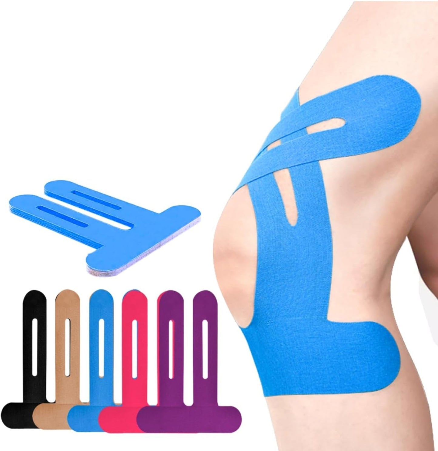 Kniebandage Voorgeknipte Kinesio Tape Zwart Sport Knieondersteuning | Flexibel Ademend Waterdicht
