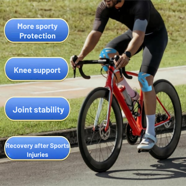 Kniebandage Voorgeknipte Kinesio Tape Zwart Sport Knieondersteuning | Flexibel Ademend Waterdicht