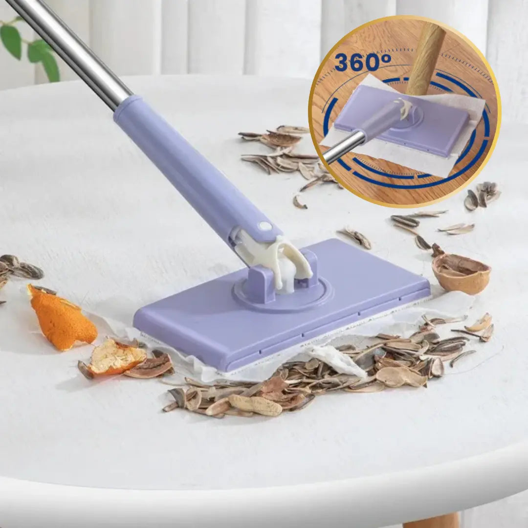 Zwabber 360° Draaibaar Drukknop Tuch Wisselen Zonder Aanraken 71cm PP Edelstaal Keuken Badkamer Tegels Laminaat Parket Compact Mini Dweil Vloerwisser