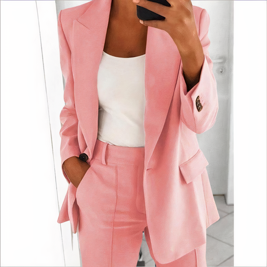 Dames Blazer Broek Set Kantoorkleding Trendy Zakelijk - StudioMarella