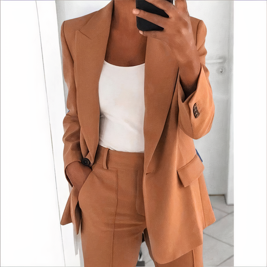 Dames Blazer Broek Set Kantoorkleding Trendy Zakelijk