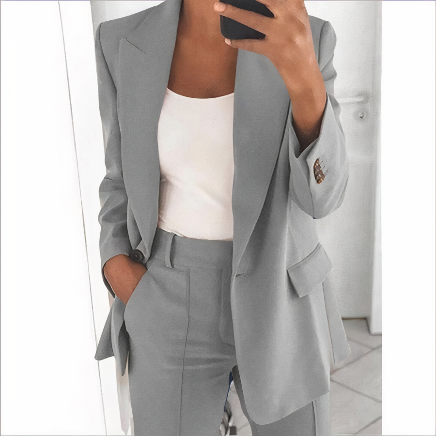 Dames Blazer Broek Set Kantoorkleding Trendy Zakelijk