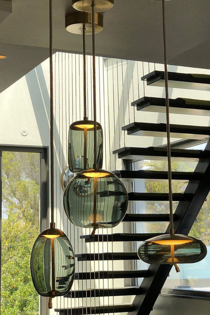 Handgeblazen Glazen Hanglamp Modern Design – Glas en Metaal – Instelbare Kabel 150cm – Geïntegreerde LED – 4 Modellen & Kleuropties