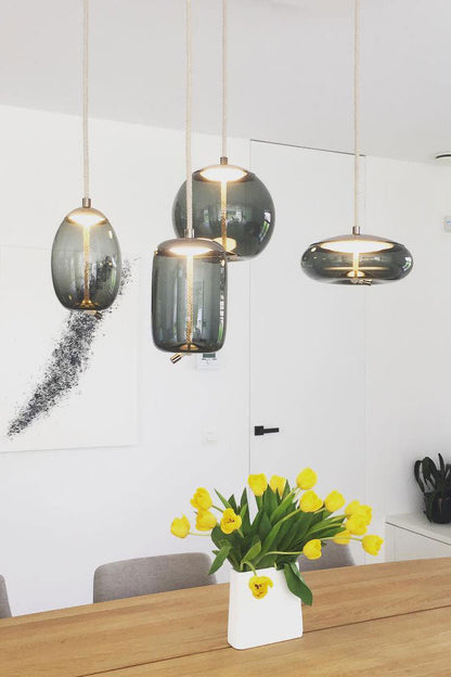 Handgeblazen Glazen Hanglamp Modern Design – Glas en Metaal – Instelbare Kabel 150cm – Geïntegreerde LED – 4 Modellen & Kleuropties