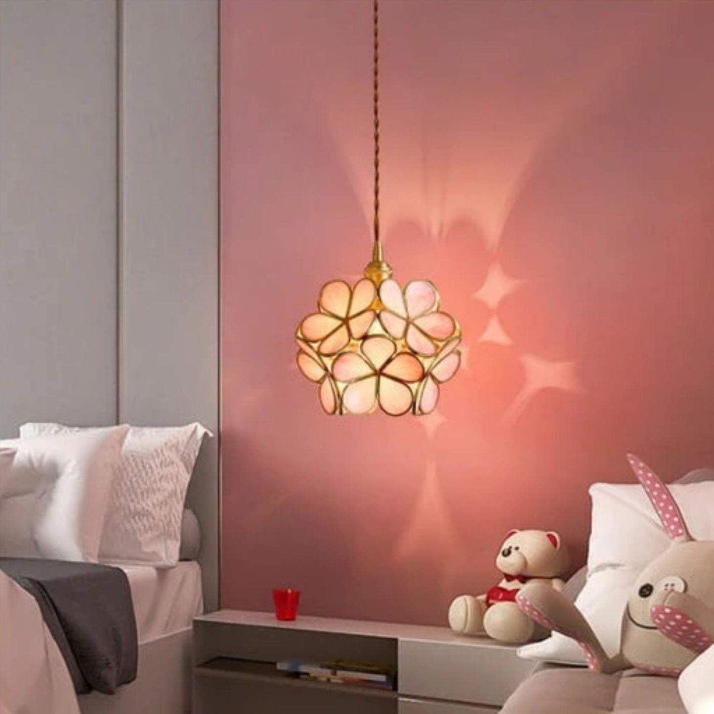 Floyem Flower Hanglamp Glas Messing Goud E27 Eettafel Slaapkamer Vintage Design Hanglamp Bloemvorm