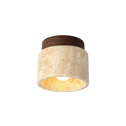 Cilestic Plafondlamp Travertin Hout E27/E26 Beige Hal Slaapkamer Woonkamer Scandinavisch Modern Design Natuurlijke Plafondverlichting