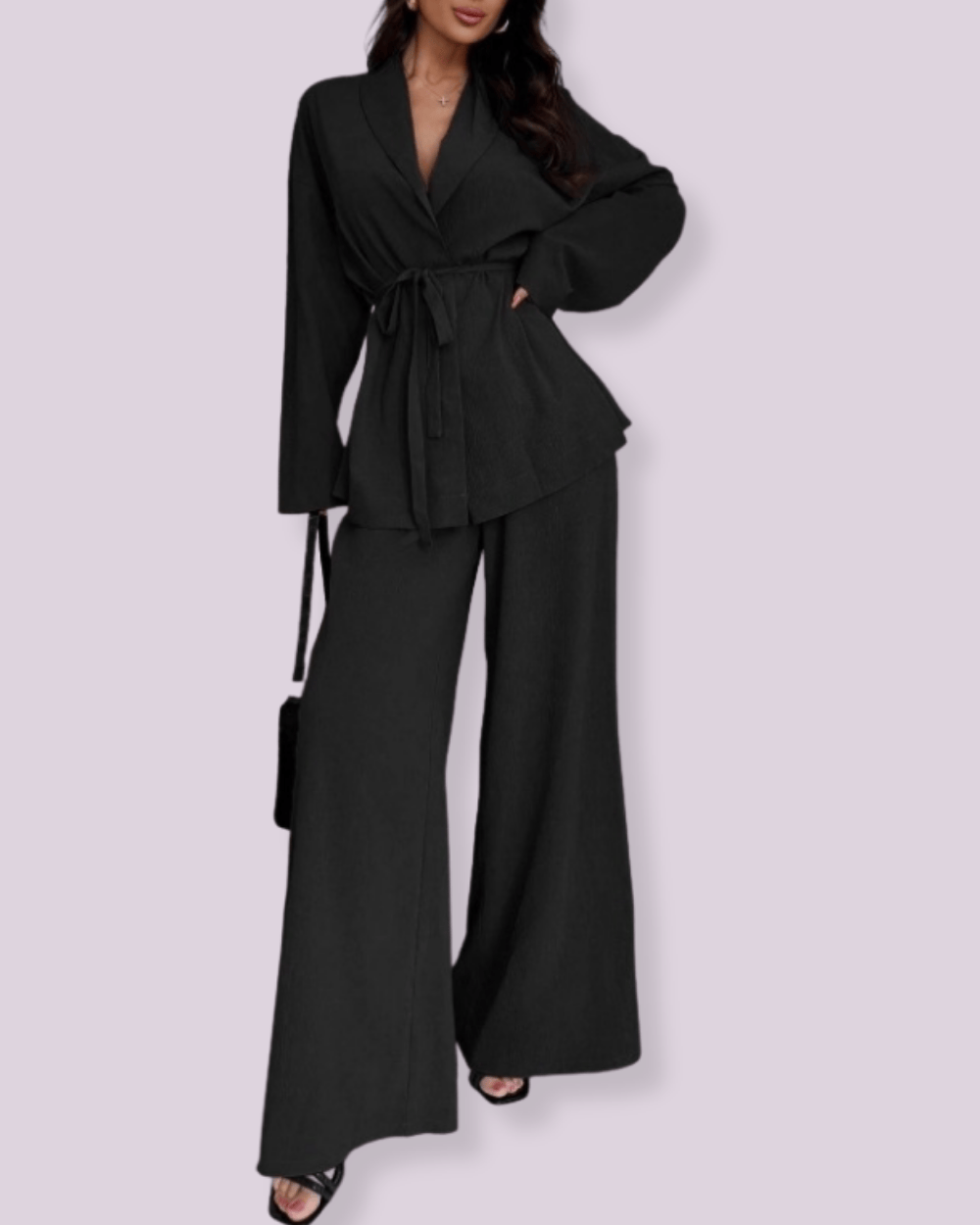 Dames Blazer en Broek Set Met Ceintuur Elegant - StudioMarella