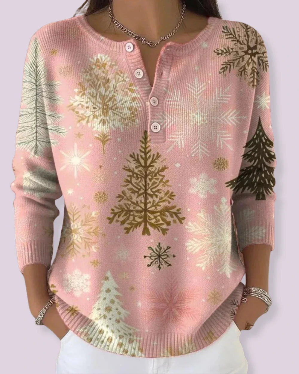 Dames Warme Trui Feestelijke Print Comfortabele Pasvorm - StudioMarella