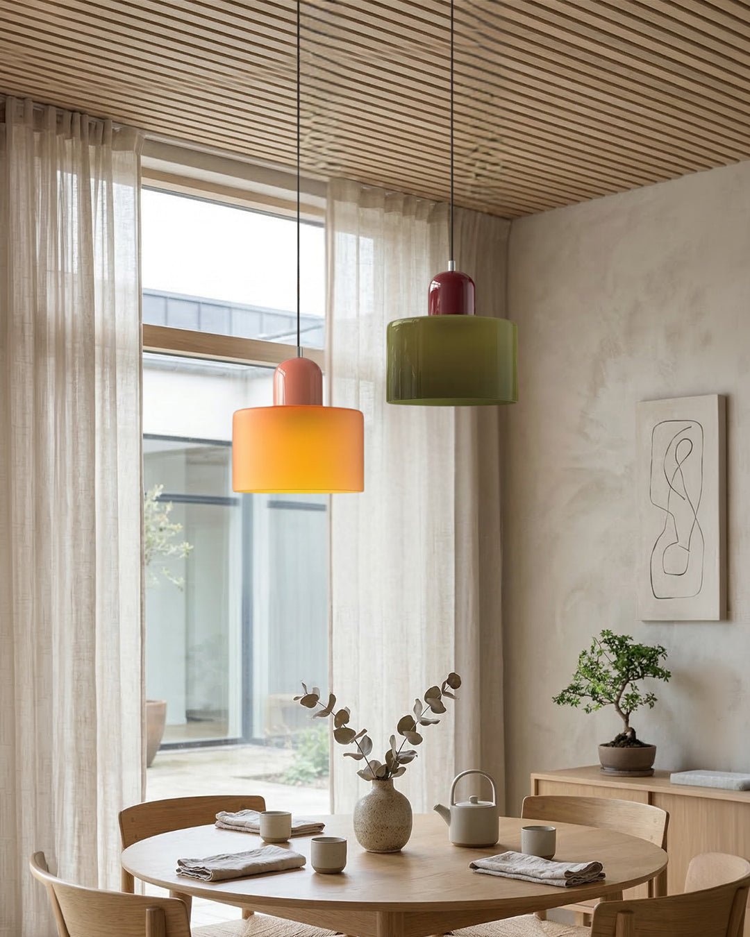 KORA Glazen Hanglamp | Bauhaus-Design Geometrisch Licht | Verstelbaar | E27 | Scandinavisch Interieur Verlichting
