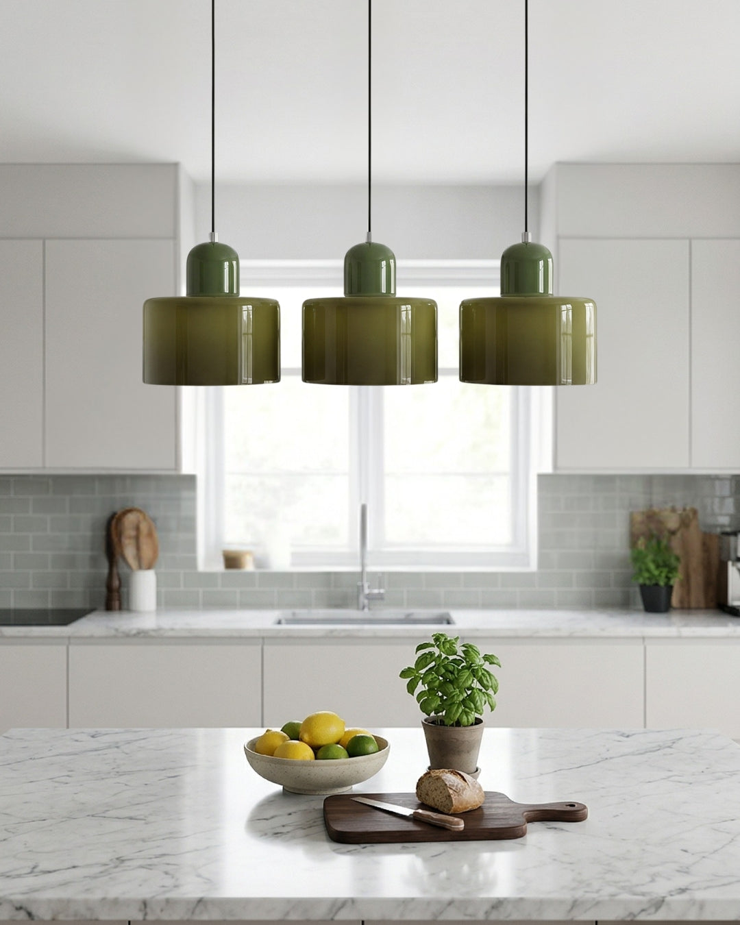 KORA Glazen Hanglamp | Bauhaus-Design Geometrisch Licht | Verstelbaar | E27 | Scandinavisch Interieur Verlichting