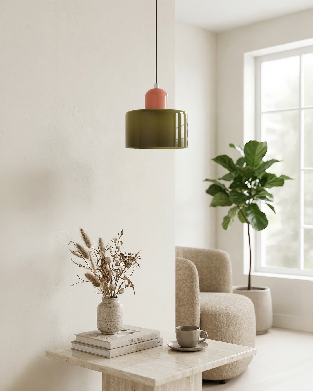 KORA Glazen Hanglamp | Bauhaus-Design Geometrisch Licht | Verstelbaar | E27 | Scandinavisch Interieur Verlichting