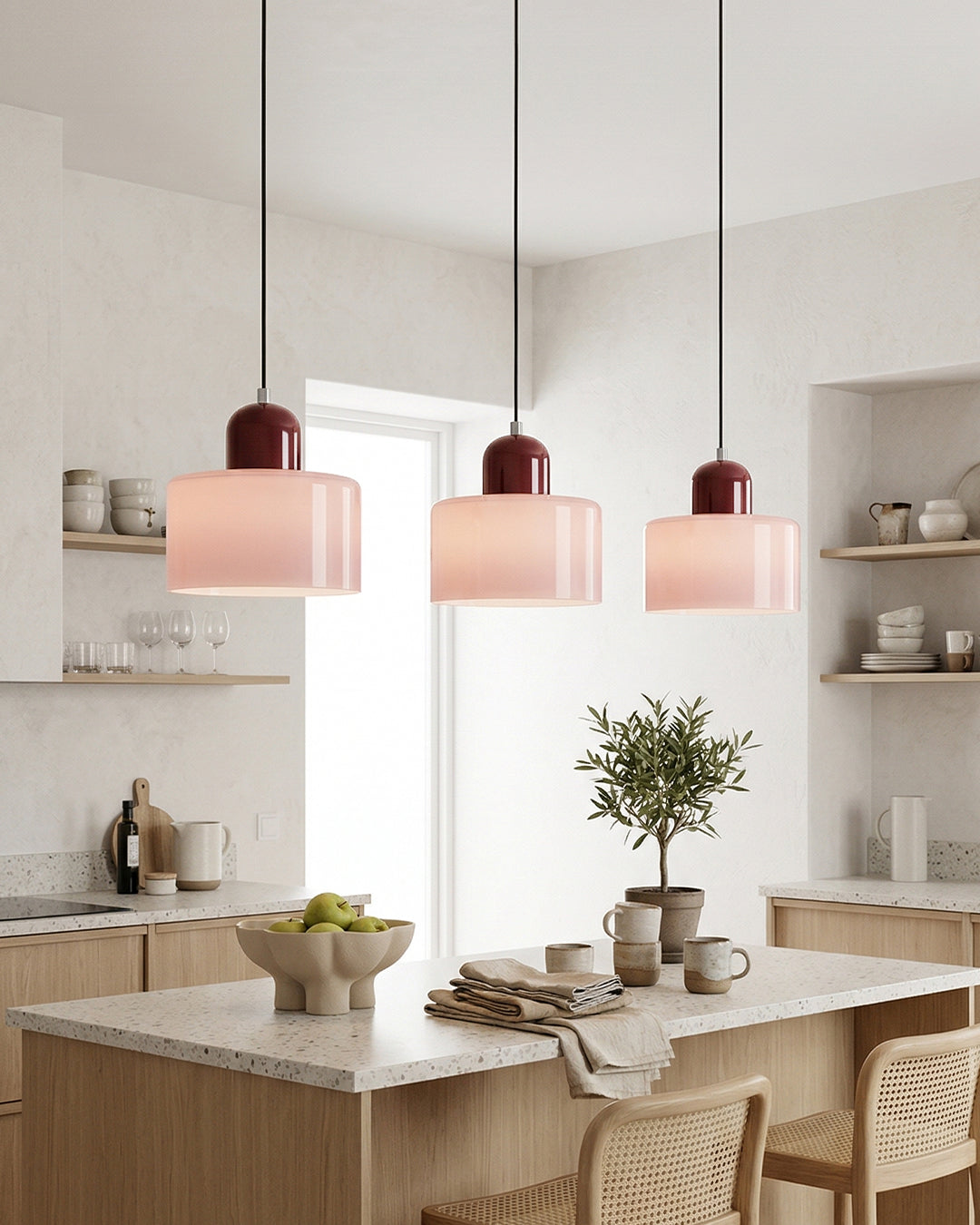 KORA Glazen Hanglamp | Bauhaus-Design Geometrisch Licht | Verstelbaar | E27 | Scandinavisch Interieur Verlichting