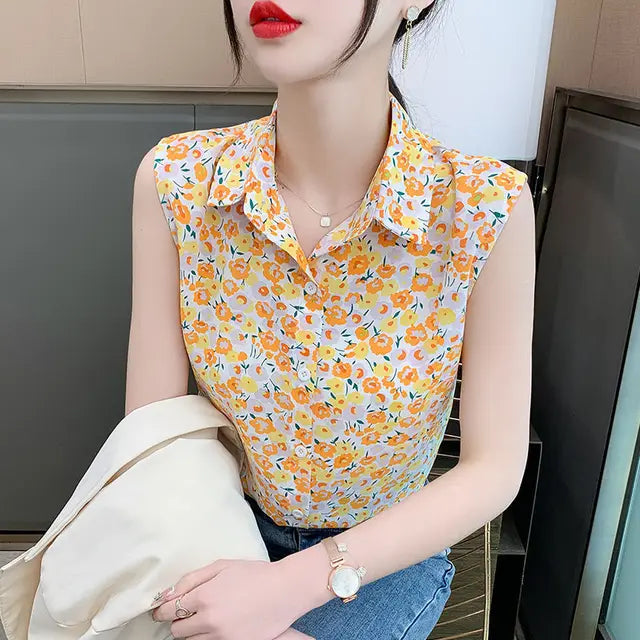 Vrouwelijke Zomer Blouse Polo Neck Licht en Vrouwelijk