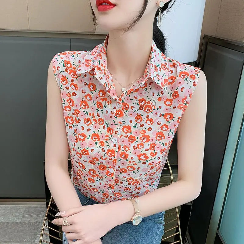 Vrouwelijke Zomer Blouse Polo Neck Licht en Vrouwelijk