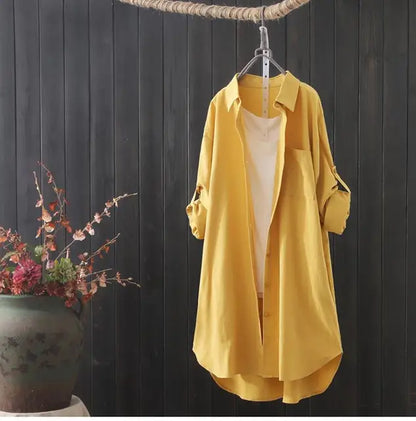 Midi Shirt voor Dames Zomerse Losse Vrouwen Blouse