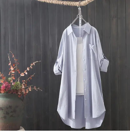 Midi Shirt voor Dames Zomerse Losse Vrouwen Blouse - StudioMarella
