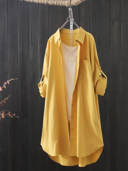 Midi Shirt voor Dames Zomerse Losse Vrouwen Blouse