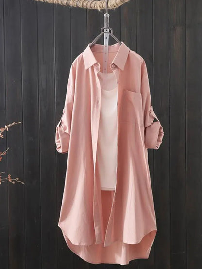 Midi Shirt voor Dames Zomerse Losse Vrouwen Blouse