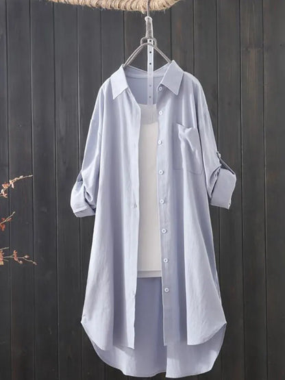 Midi Shirt voor Dames Zomerse Losse Vrouwen Blouse
