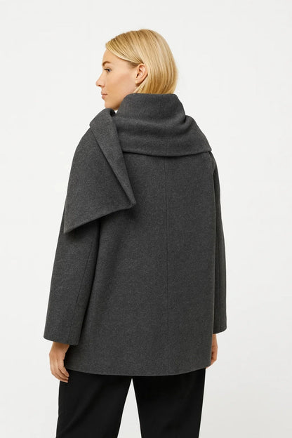 Dames Jas Kort Oversized Met Sjaalkraag Elegant