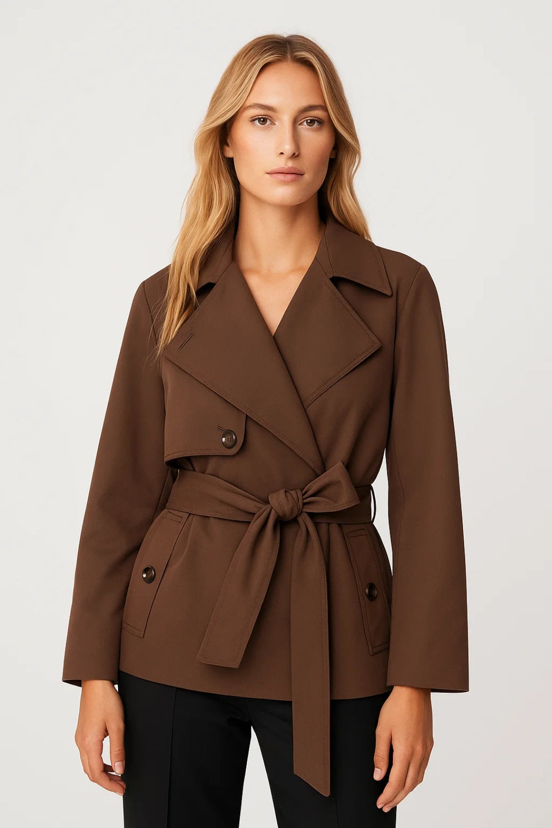 Dames Trenchcoat Kort Model met Ceintuur Klassiek - StudioMarella