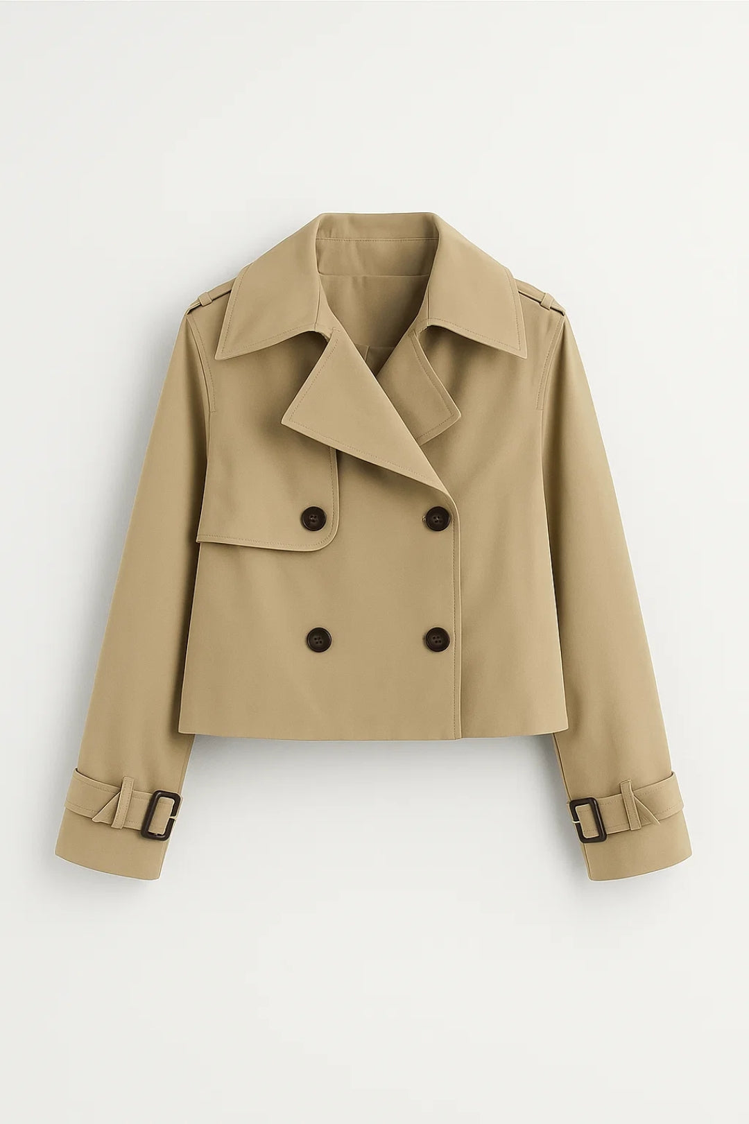 Korte Damesjas met Dubbele Knopenrij en Trench Stijl - StudioMarella