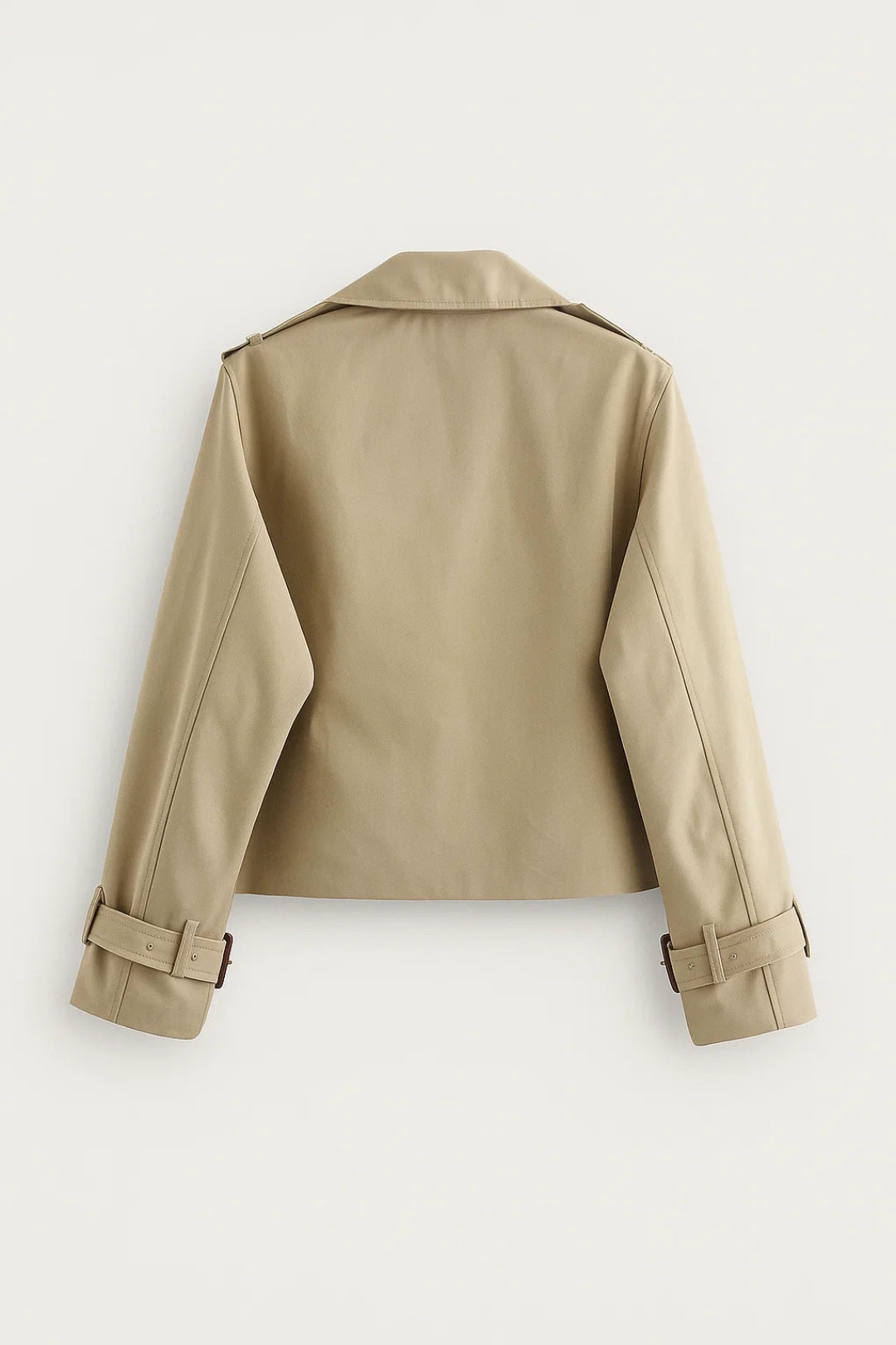 Korte Damesjas met Dubbele Knopenrij en Trench Stijl