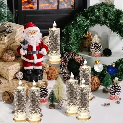 LED Kristalkaars Set 4 Stuks Warmwit Licht Batterij Veilige Nepkaarsen voor Feestdagen en Sfeerverlichting Zonder Vlam Kristalglas Look Tafeldecoratie