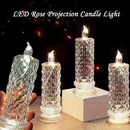 LED Kristallen Kaarsen Set – 4 Stuks met Sprankelend Licht voor Feestelijke Sfeer