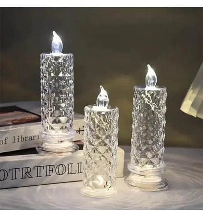 LED Kristalkaars Set 4 Stuks Warmwit Licht Batterij Veilige Nepkaarsen voor Feestdagen en Sfeerverlichting Zonder Vlam Kristalglas Look Tafeldecoratie