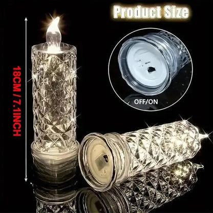 LED Kristalkaars Set 4 Stuks Warmwit Licht Batterij Veilige Nepkaarsen voor Feestdagen en Sfeerverlichting Zonder Vlam Kristalglas Look Tafeldecoratie