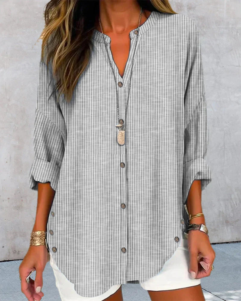 V-hals Blouse Gestreept Elegante Dame Blouse