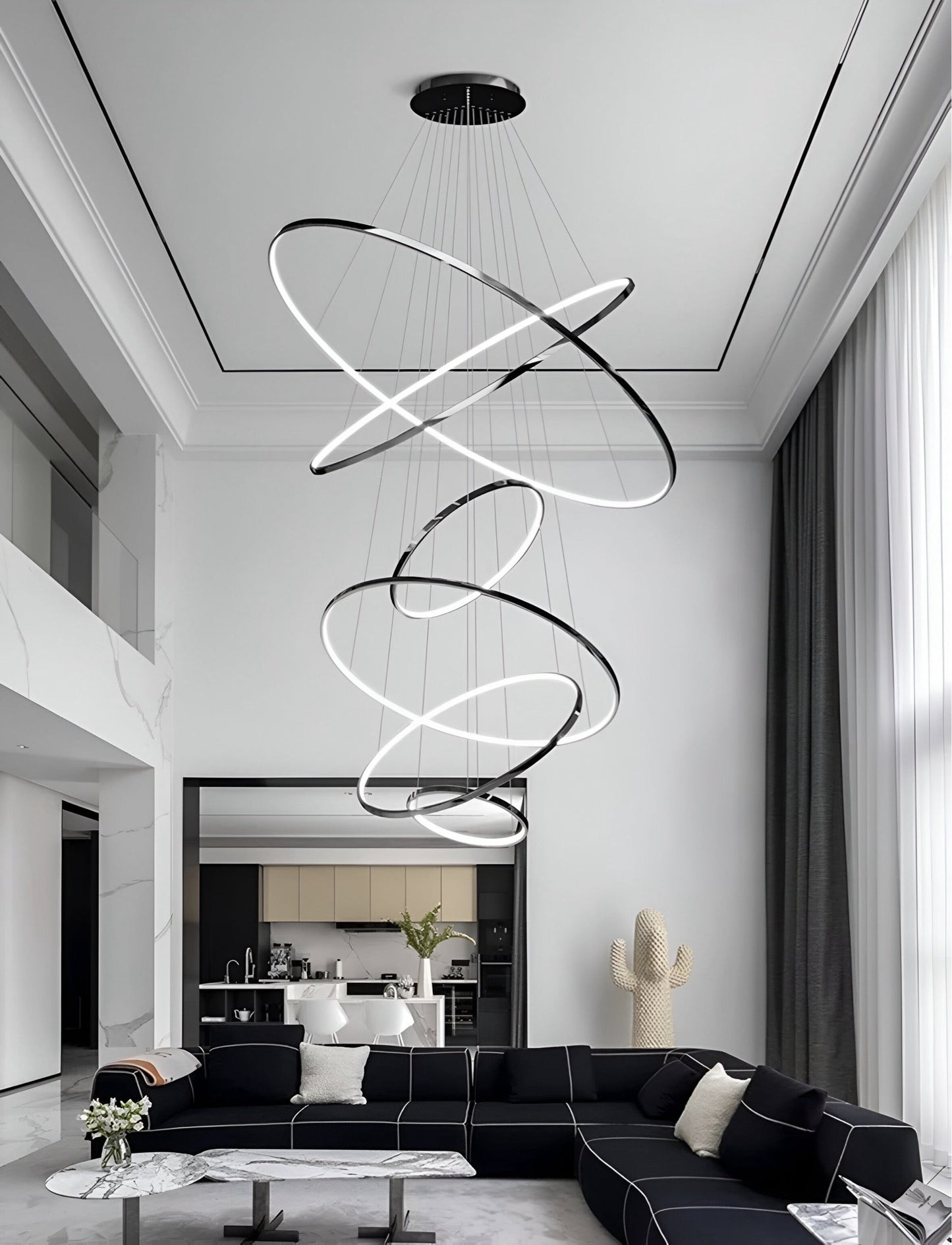 LED Kroonluchter Ringen Dimbaar RVS Goud Of Zwart 3 Tot 8 Elementen
