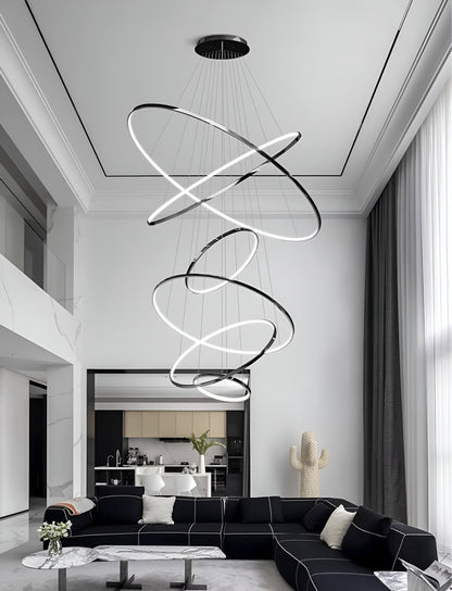 LED Kroonluchter Ringen Dimbaar RVS Goud Of Zwart 3 Tot 8 Elementen
