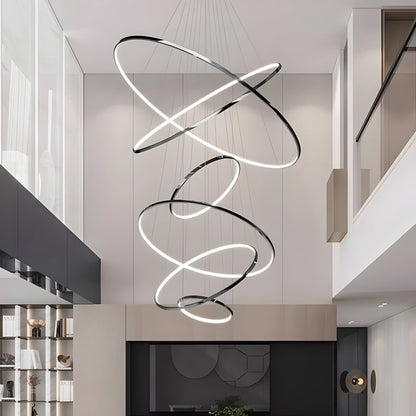 LED Kroonluchter Ringen Dimbaar RVS Goud Of Zwart 3 Tot 8 Elementen